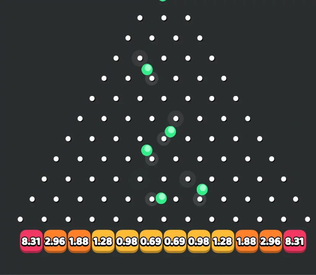 JB.COM Plinko в процессе игры